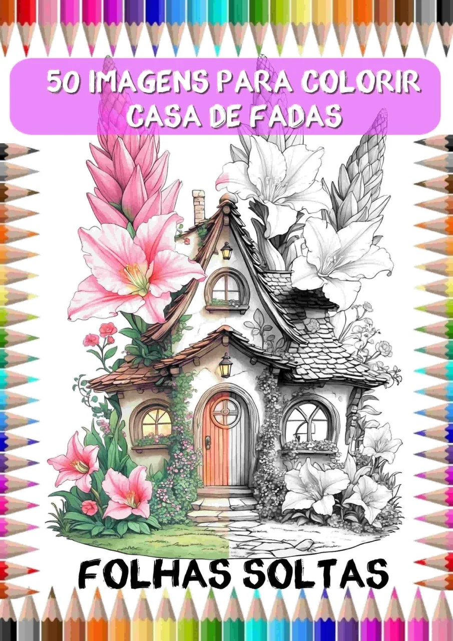 50 Imagens para Colorir Casa de Fadas