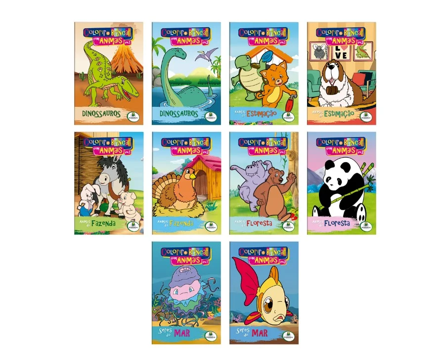 Colorir e Brincar Com Animais II – Kit com 10 Und