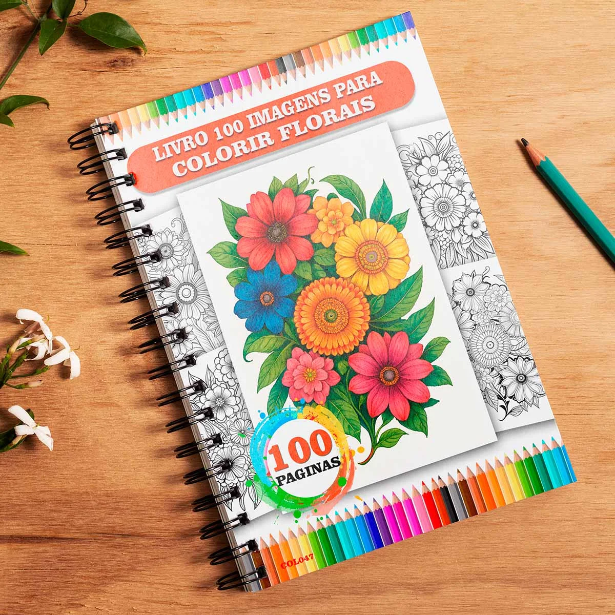 Livro de Colorir 100 paginas Adulto Antiestresse Flores | Arteterapia Floral Relaxamento |