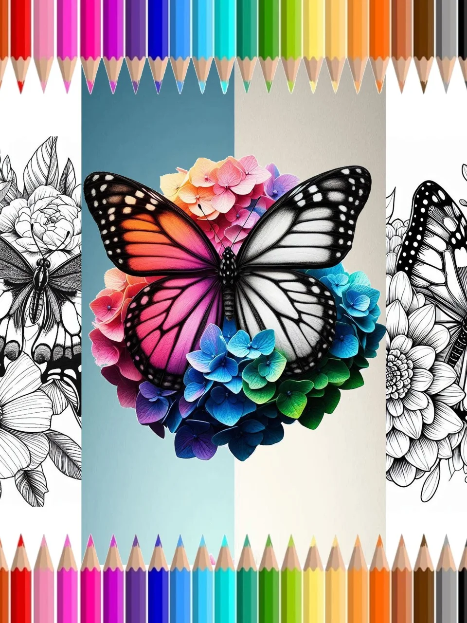 Livro de Colorir: Borboletas e Flores