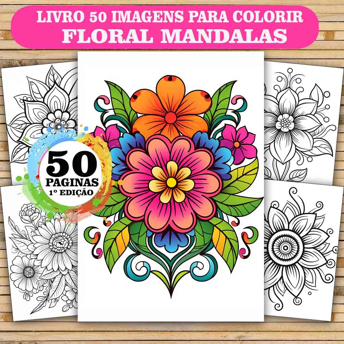 Livro de Colorir Mandala Floral 1 edição| Arteterapia Adultos | Relaxamento e Ansiedade | -01