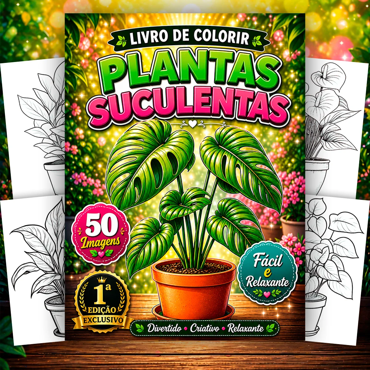 Livro de Colorir Plantas Suculentas